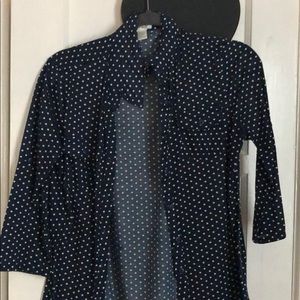 Navy blue Collared  3/4 sleeve blouse